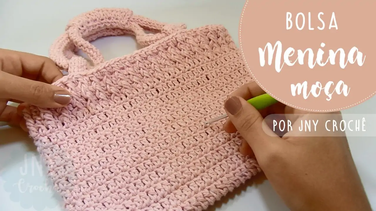 Bolsa de crochê em barbante | Menina moça