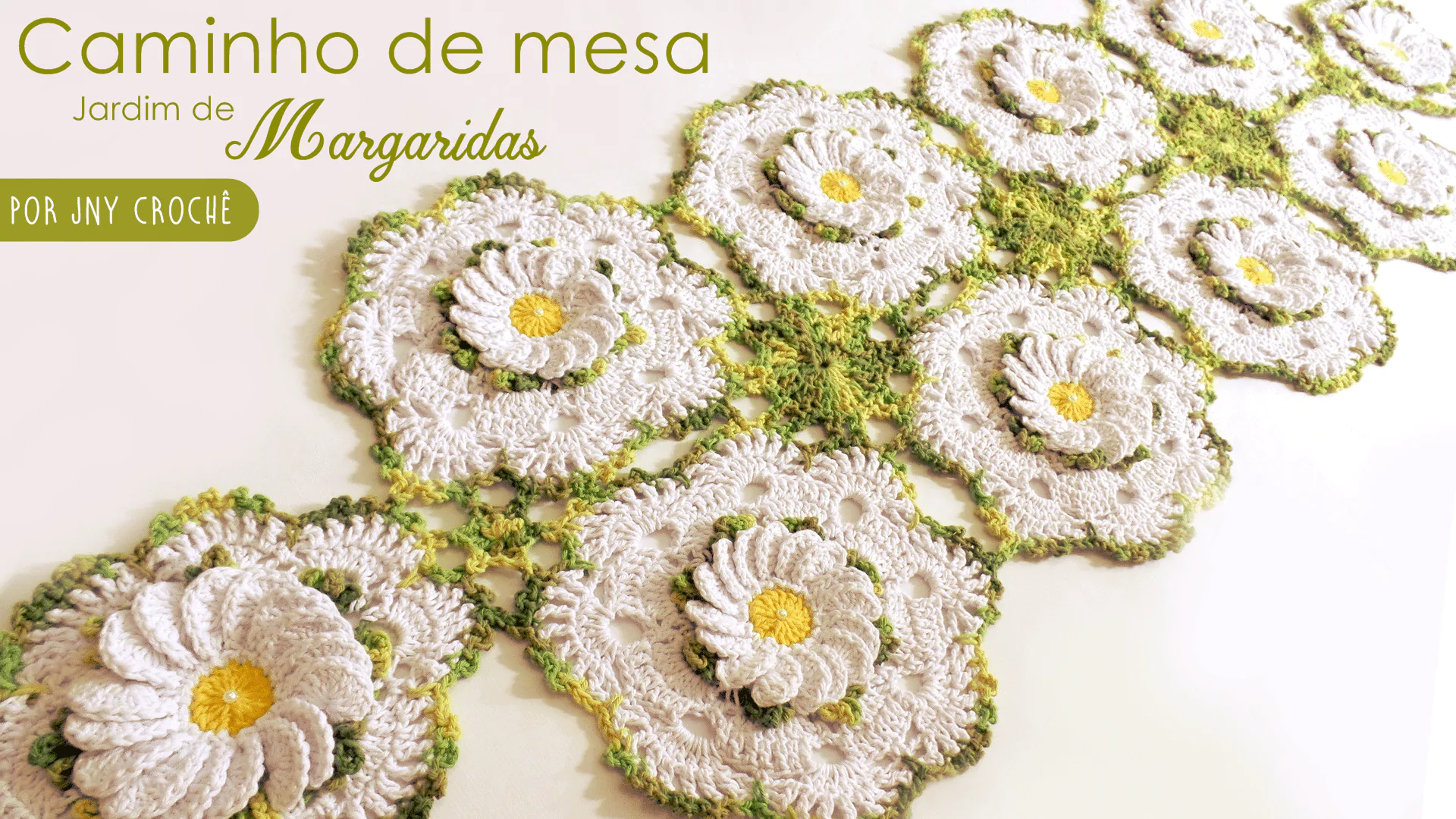 Caminho de mesa Margaridas de crochê