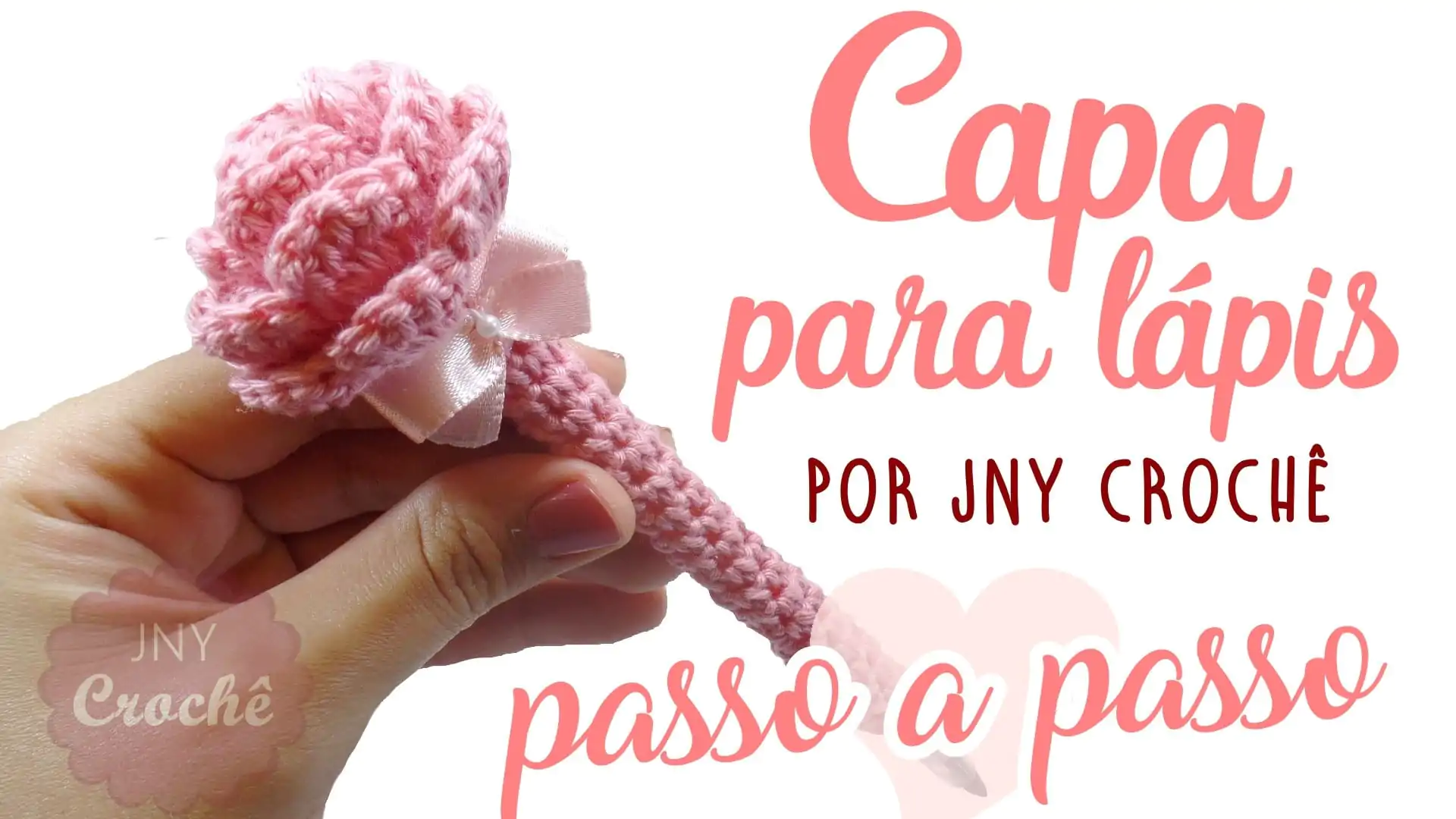 Capa de crochê para lápis | com rosa no topo