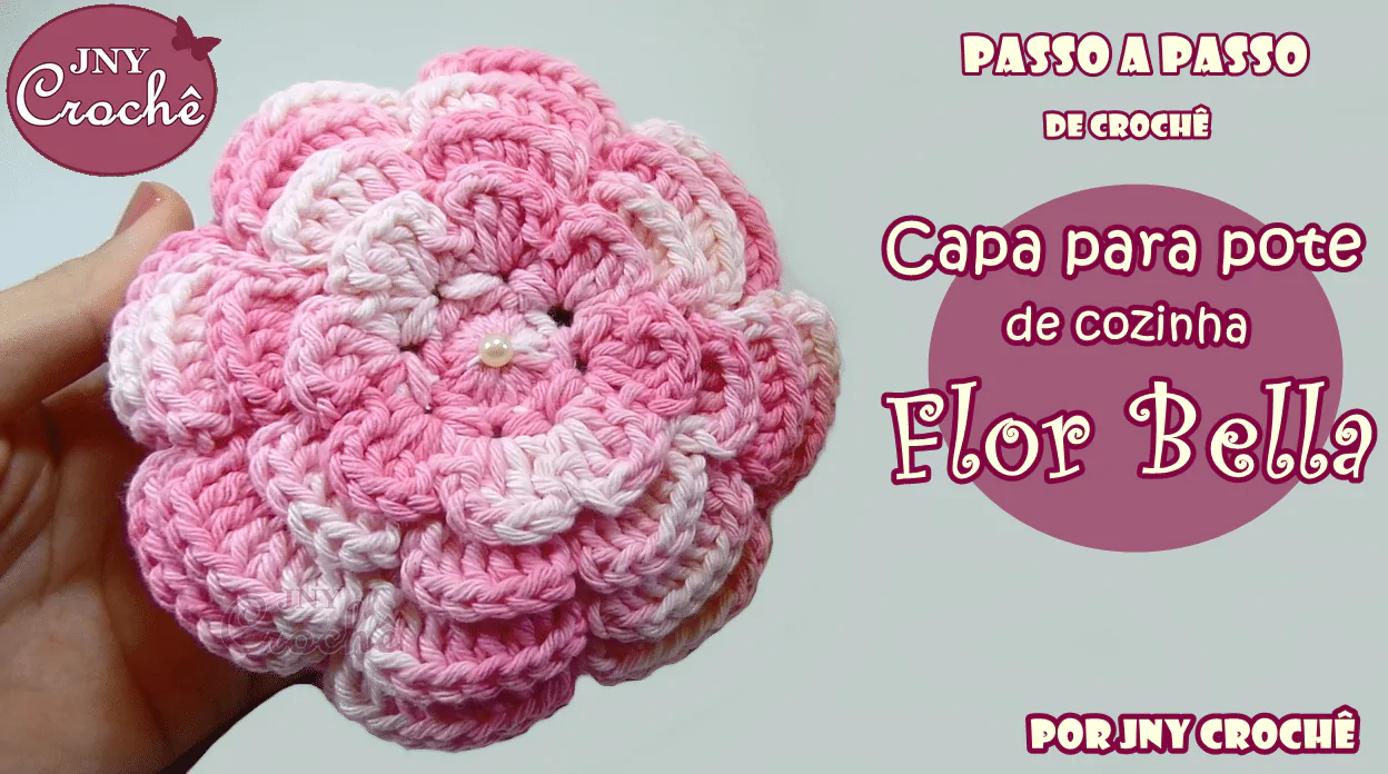 Capa de crochê para pote de cozinha | Flor Bella