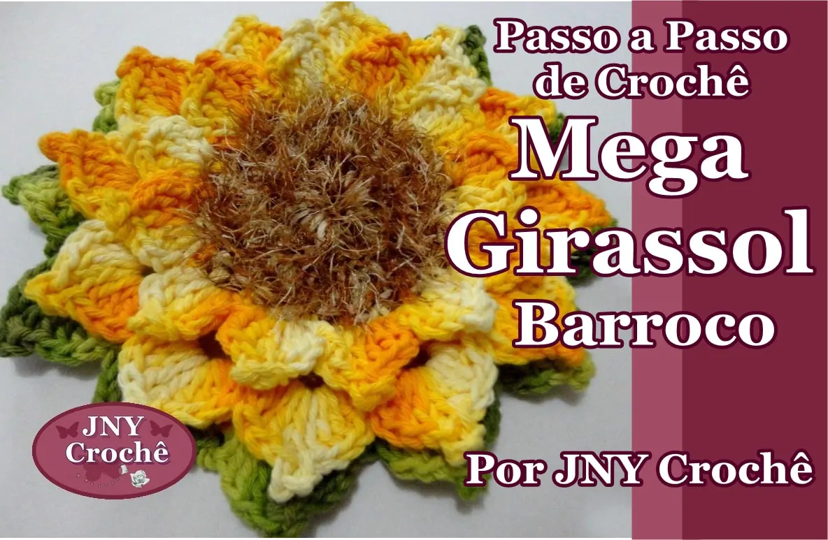 Flor mega Girassol Barroco de crochê