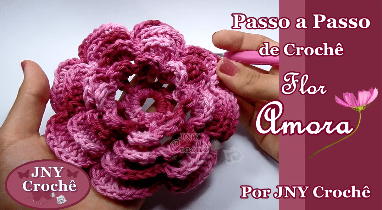 Flor Amora de crochê | passo a passo