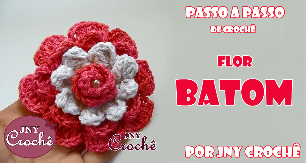 Flor de crochê | Batom | passo a passo