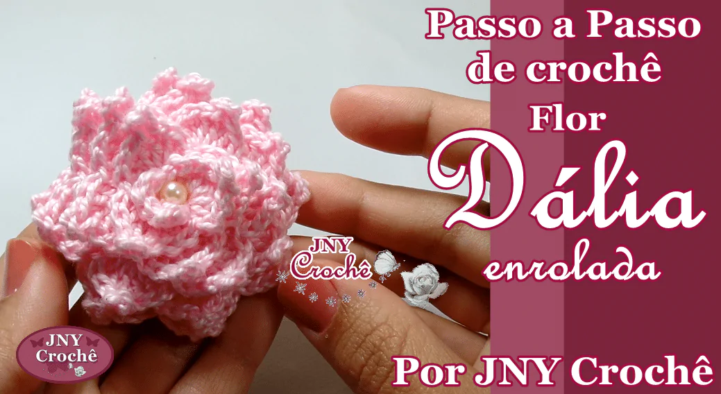 Flor Dália enrolada de crochê