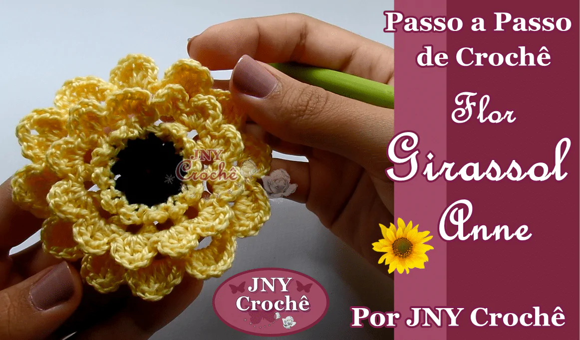 Flor Girassol Anne de crochê | passo a passo