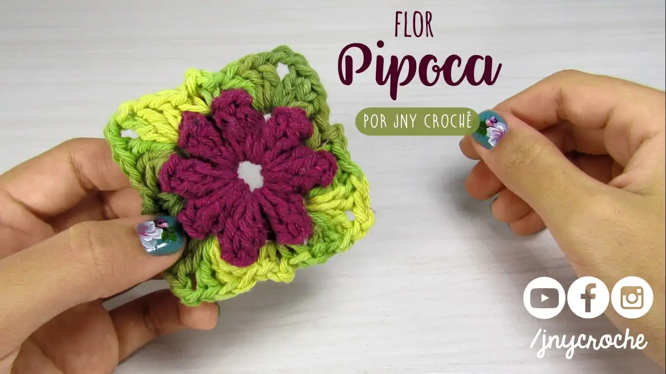 Flor de crochê | Pipoca | CLUB