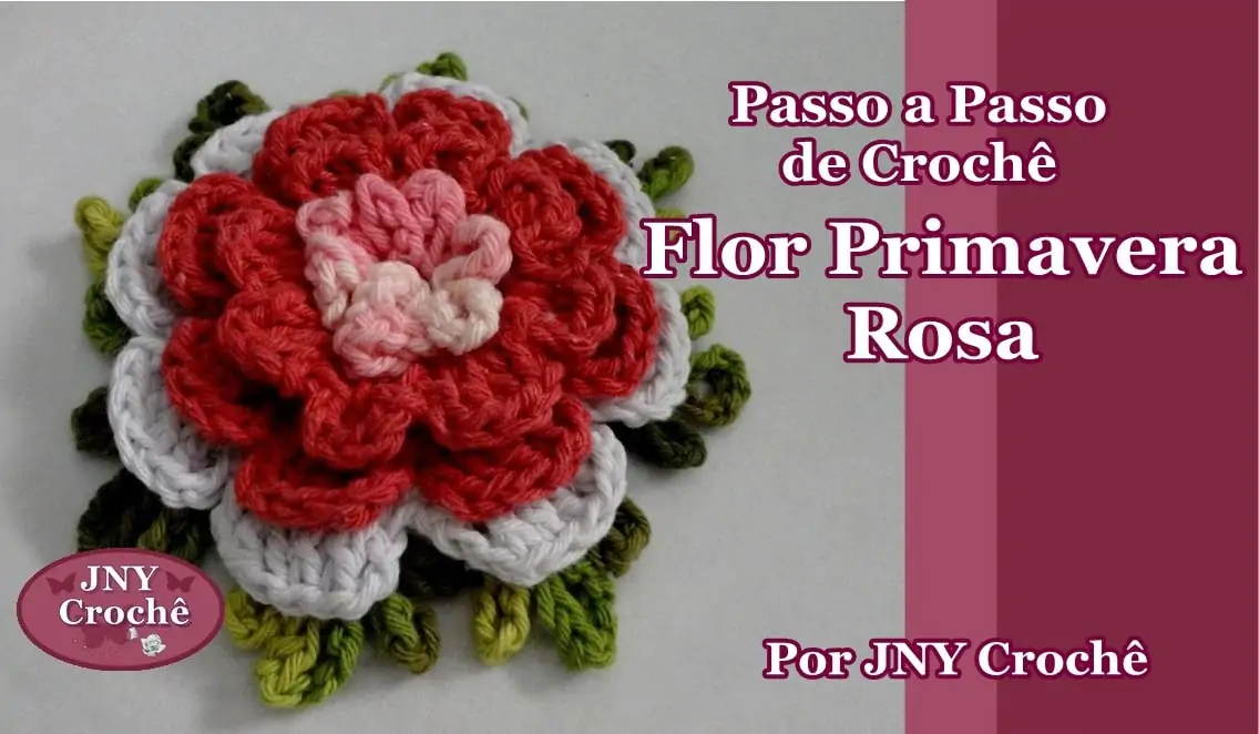 Flor de crochê Primavera Rosa