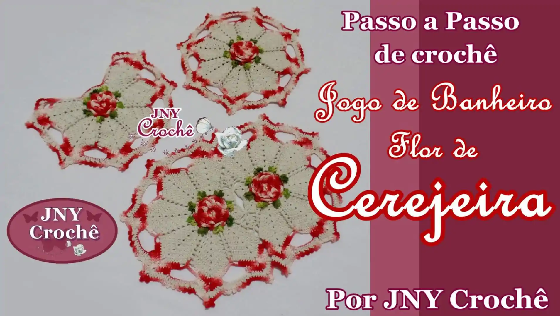 Jogo de Banheiro Flor de Cerejeira de crochê