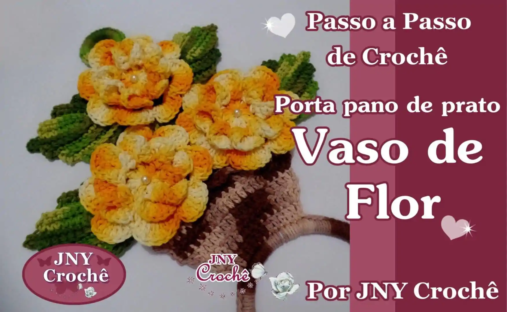 Porta pano de prato Vaso de Flor de crochê