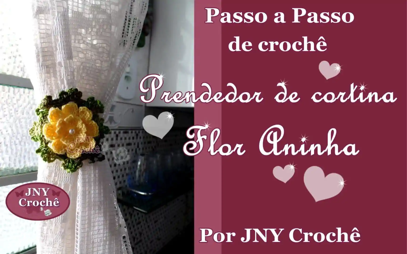Prendedor de cortina Flor Aninha de crochê