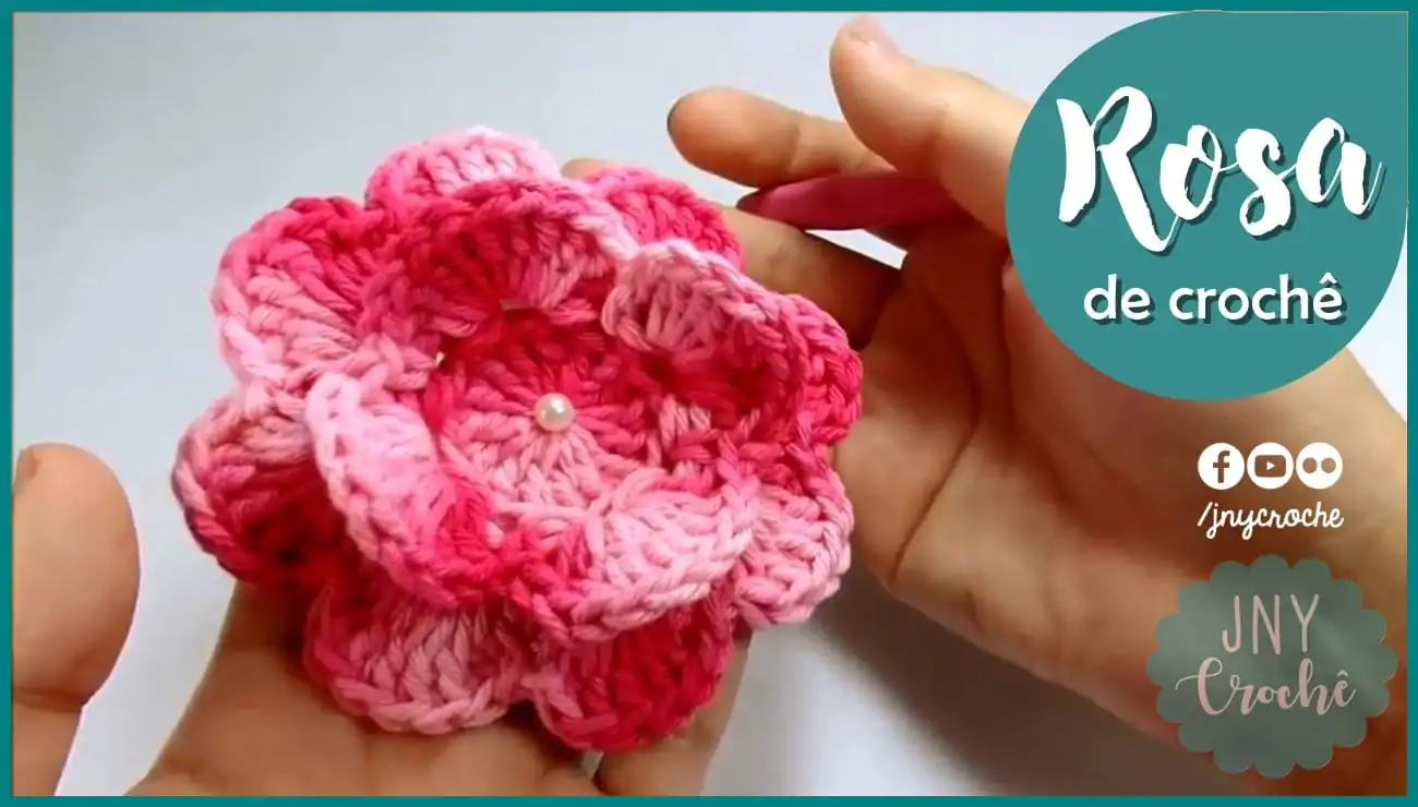 Rosa de crochê em barbante | passo a passo