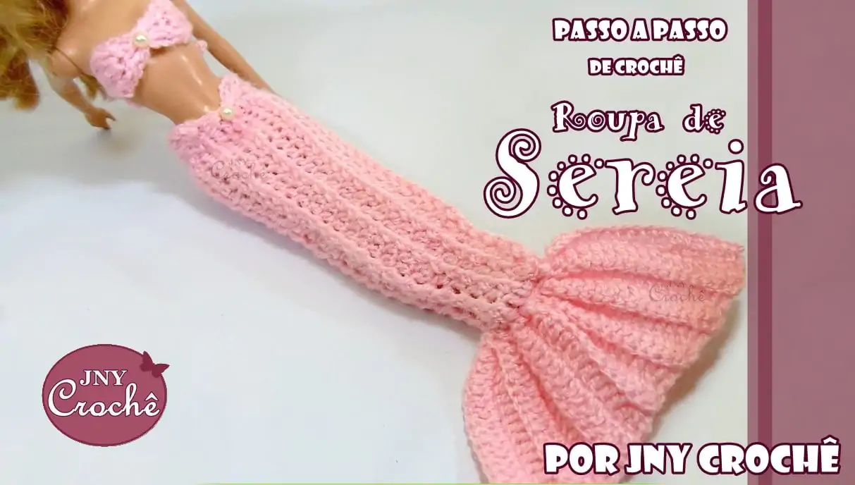 Roupa de sereia para boneca de crochê