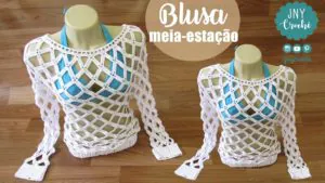 blusa de crochê meia estação