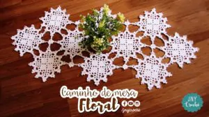 caminho de mesa de croche floral