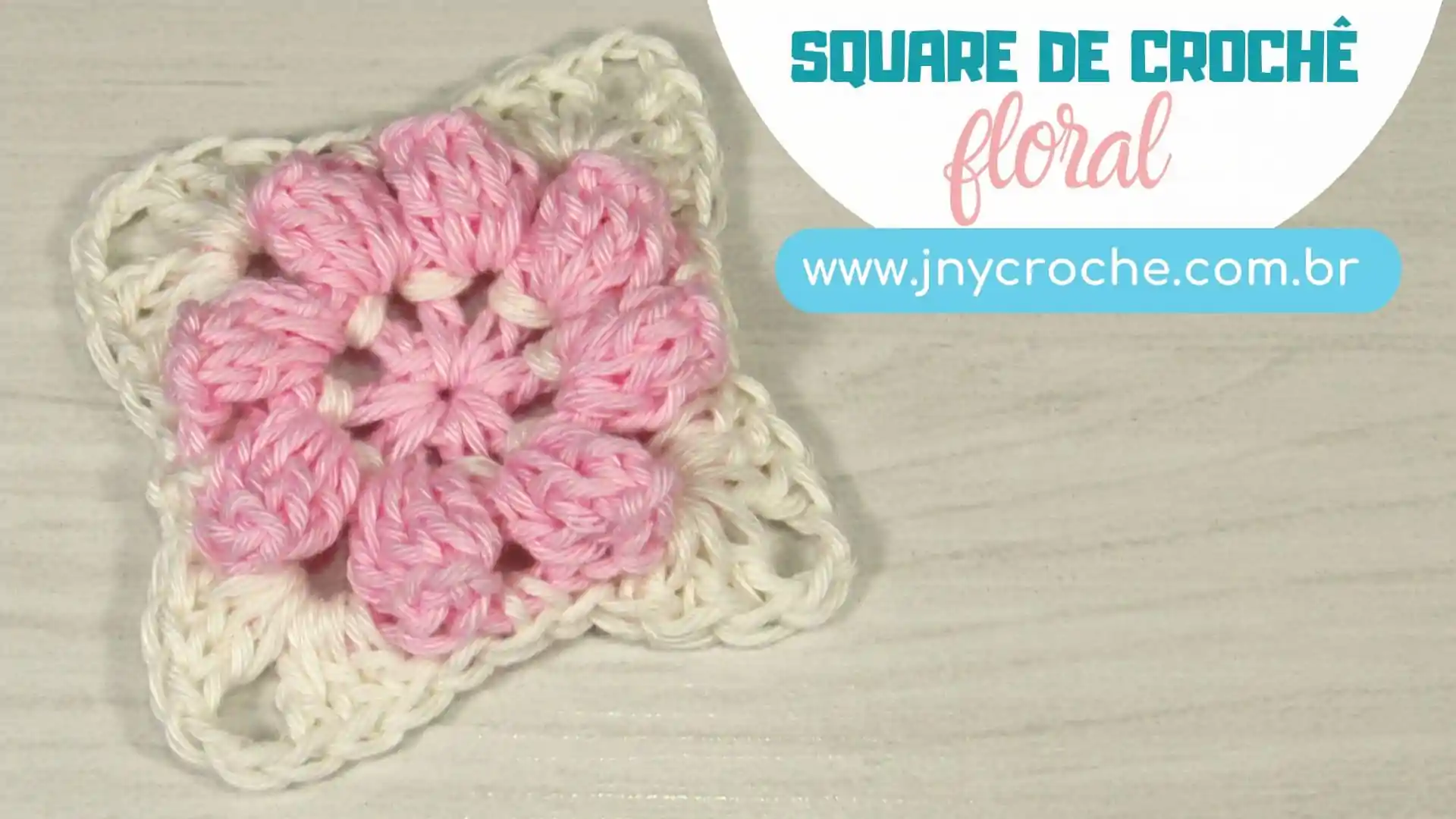 Square de crochê dupla face | Com flor