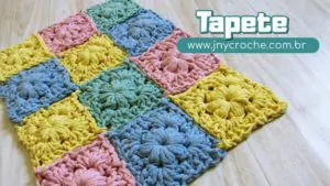 tapete de croche simples modulos florais