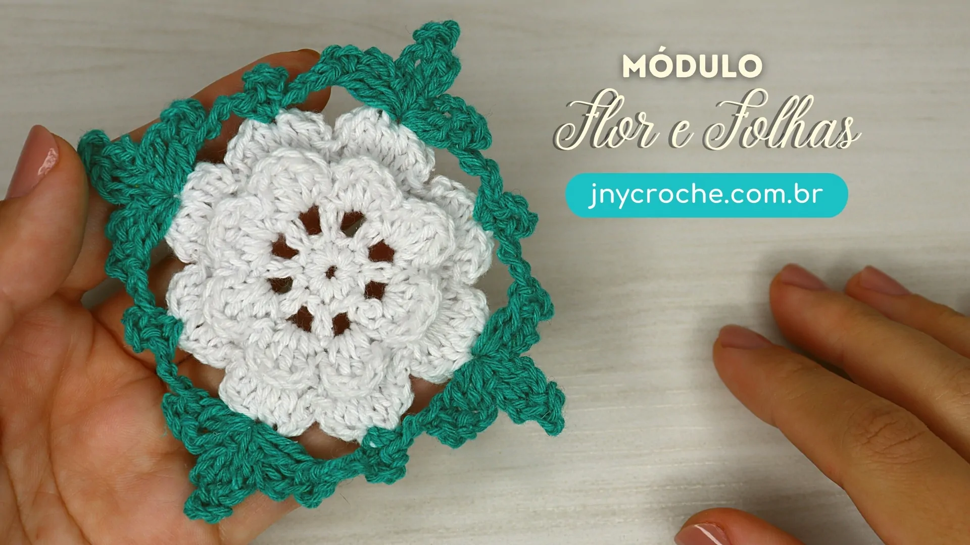 Módulo de crochê Flor e folhas | CLUB