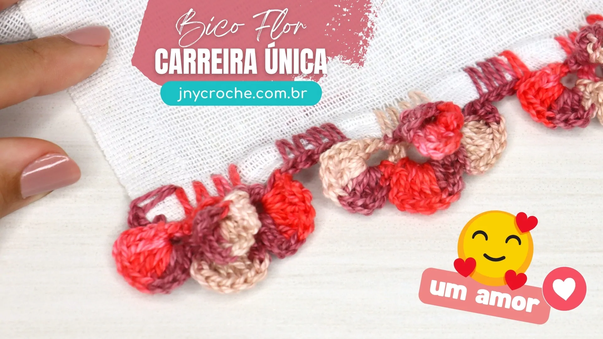 Bico de crochê flores carreira única para pano de prato