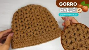 Gorro de crochê Avelã