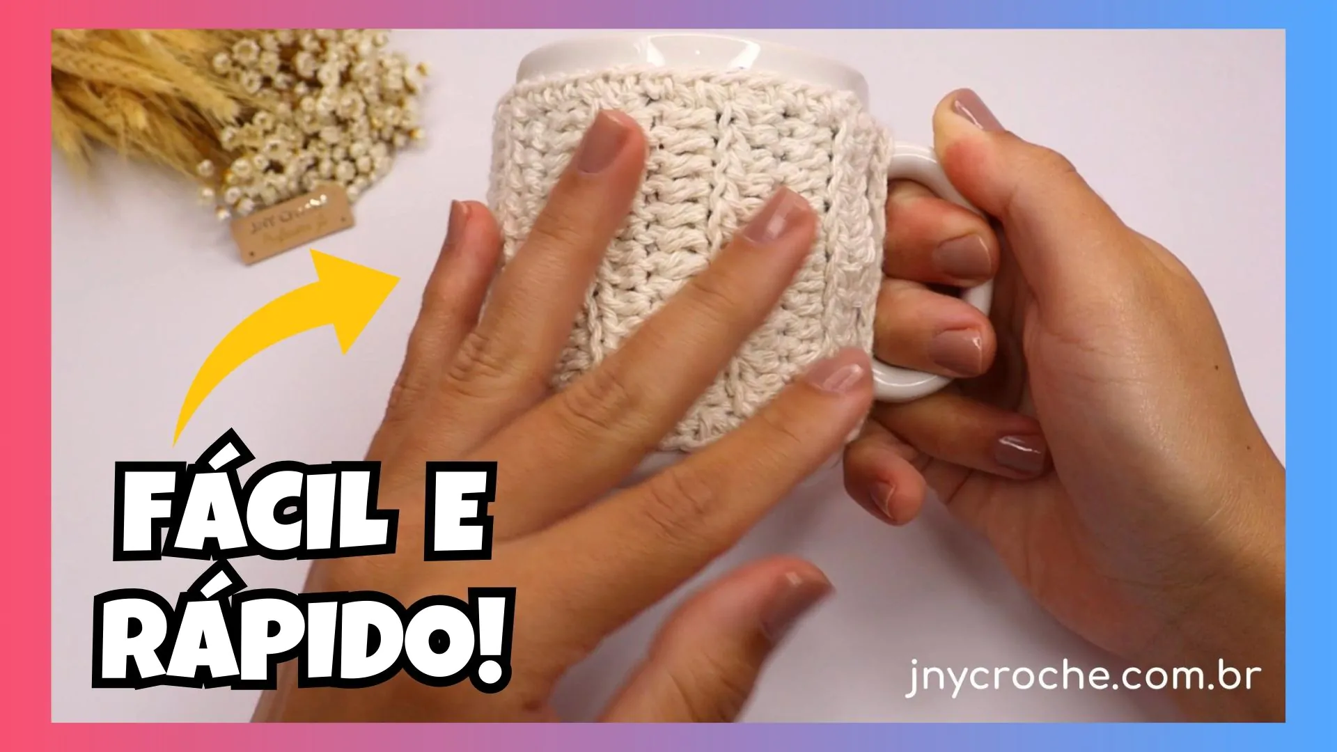 CAPA PARA CANECA EM CROCHÊ SIMPLES PASSO A PASSO