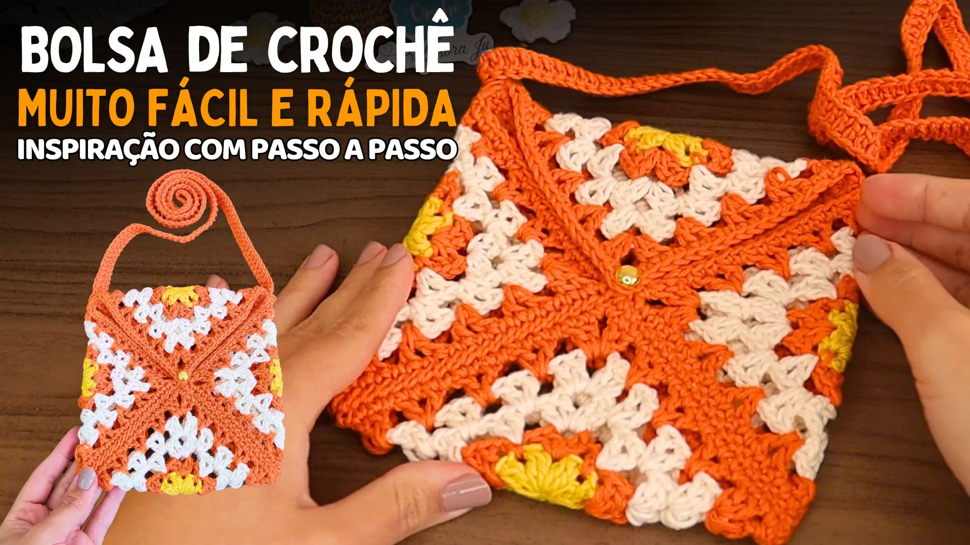 Bolsa de crochê quadradinho fácil e rápida | Bolsa de crochê quadrada para inspiração