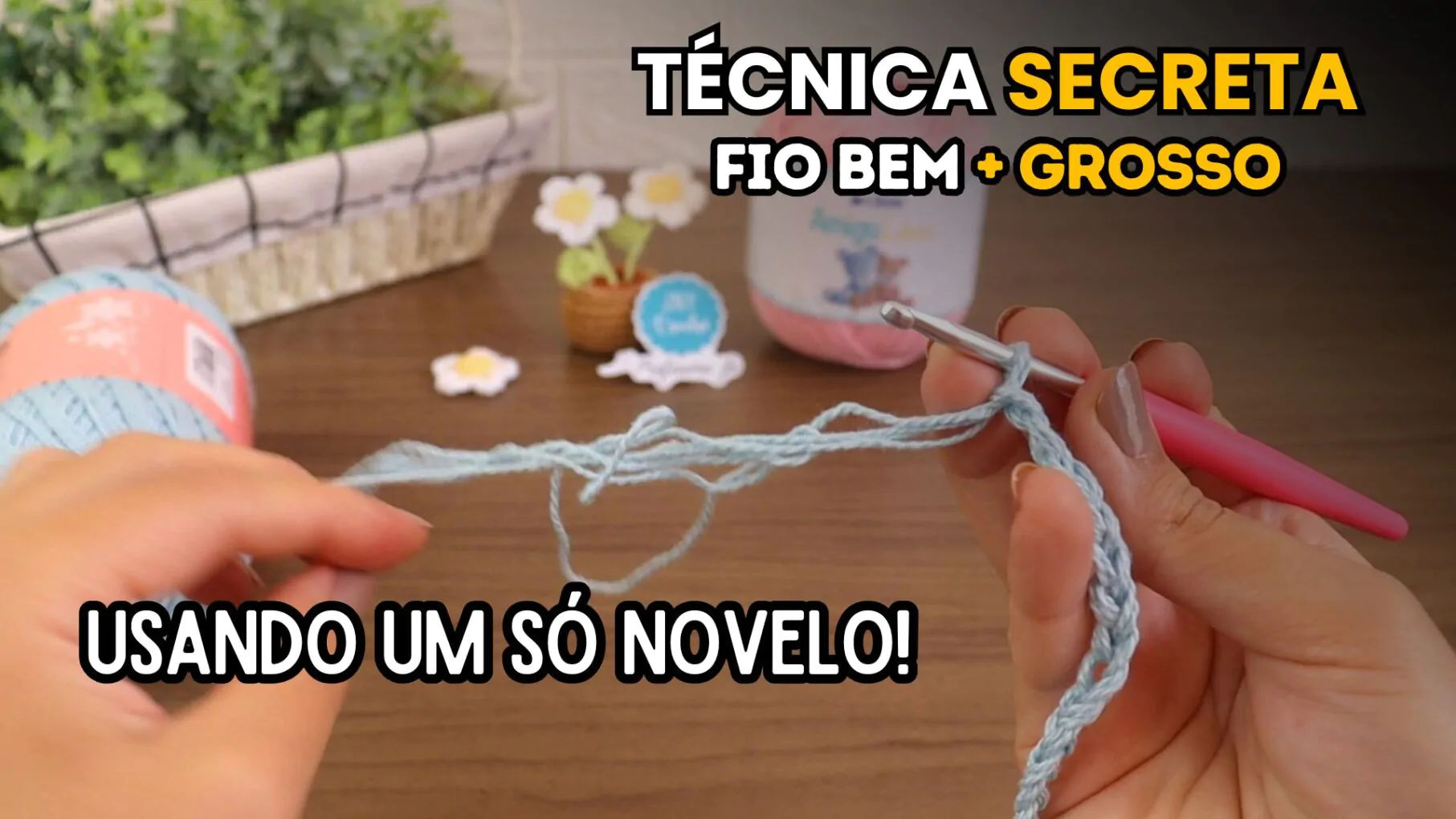 Como deixar o fio bem mais grosso usando apenas um novelo no crochê, crochet, crochÊ, crochÊ para iniciantes, dicas de crochê, jnycroche, fazendo crochê, aprender crochê,