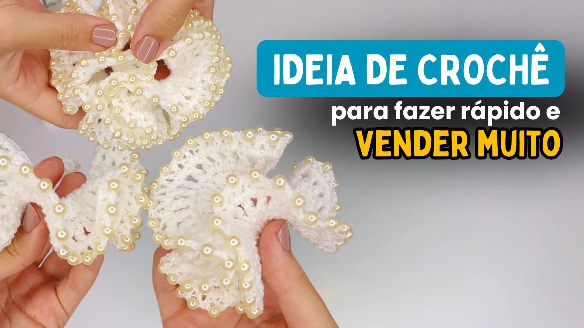 Scrunchie de Crochê para cabelo ou para usar como pulseira com pérola