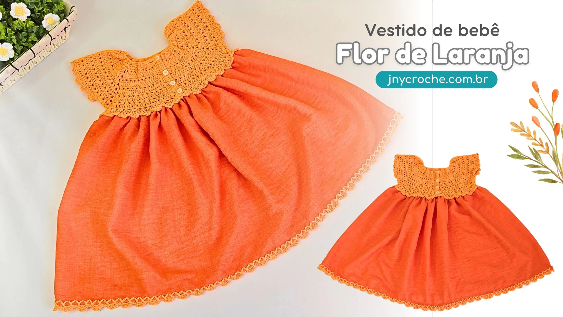 Vestido de crochê de bebê Flor de Laranja | CLUB