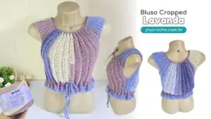 Blusa Cropped de crochê Model Lavanda Outono Inverno