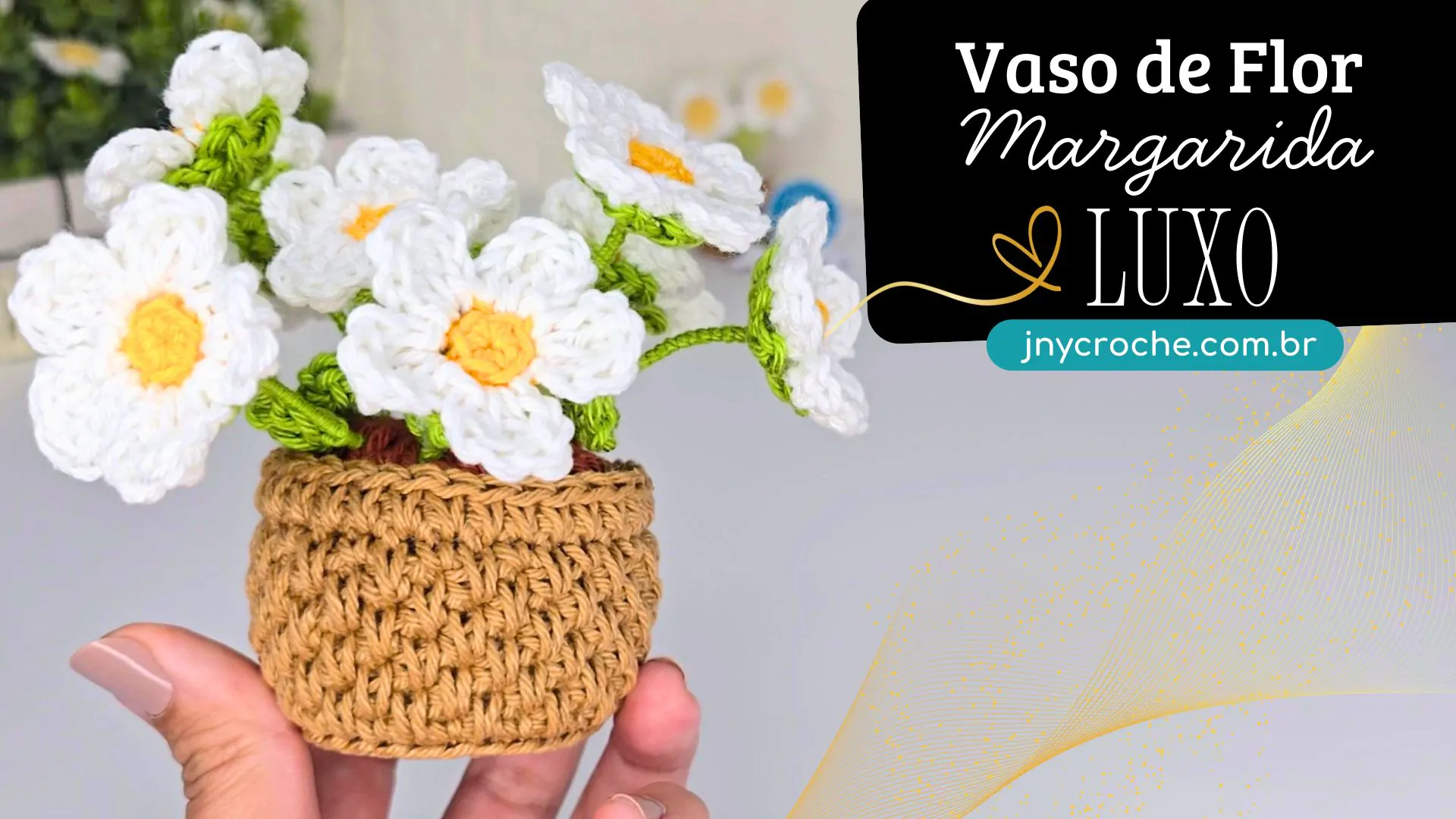 Vaso de flor de crochê Luxo Margaridas | CLUB