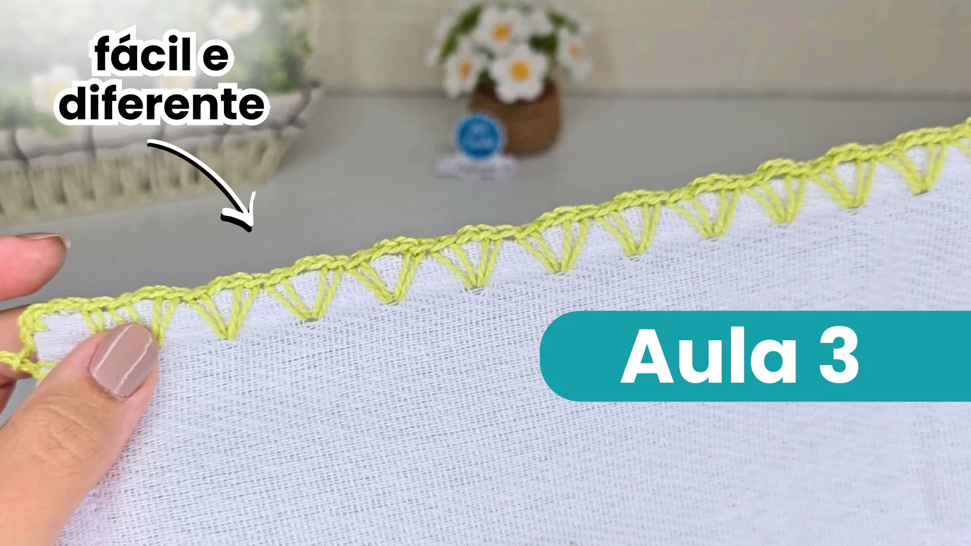 Bico de croche simples para pano de prato aula 3 para iniciantes do zero