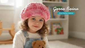 Gorro Boina Rosa menina THUMBS CLUB Club do Crochê